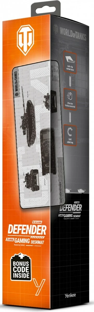 Mauspad YENKEE DEFENDER WT90 World of Tanks Limited Edition, 900x400 mm, Zi/Gri