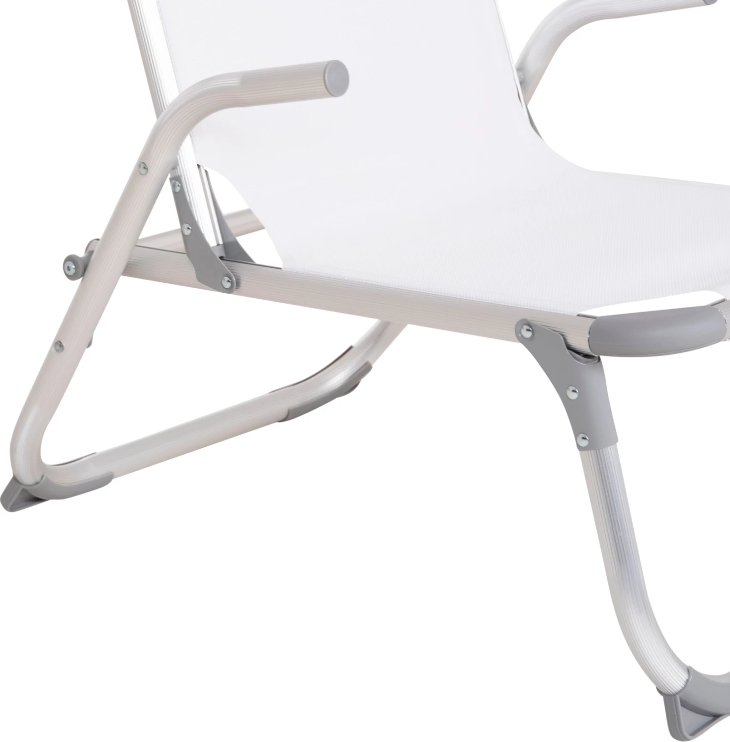 Karrige plazhi e ngritur, alumin i rëndë, Almira FH6431.03, tekstilene e bardhë, 53x68x80cm