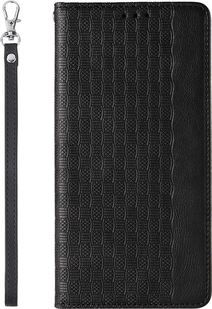 Mbështjellës Hurtel Magnet Strap Case për iPhone 14, me kapak, portofol, qëndrim, rrip dore, e zezë