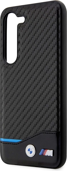 Mbështjellës BMW Leather Carbon për Samsung Galaxy S23+, i zi