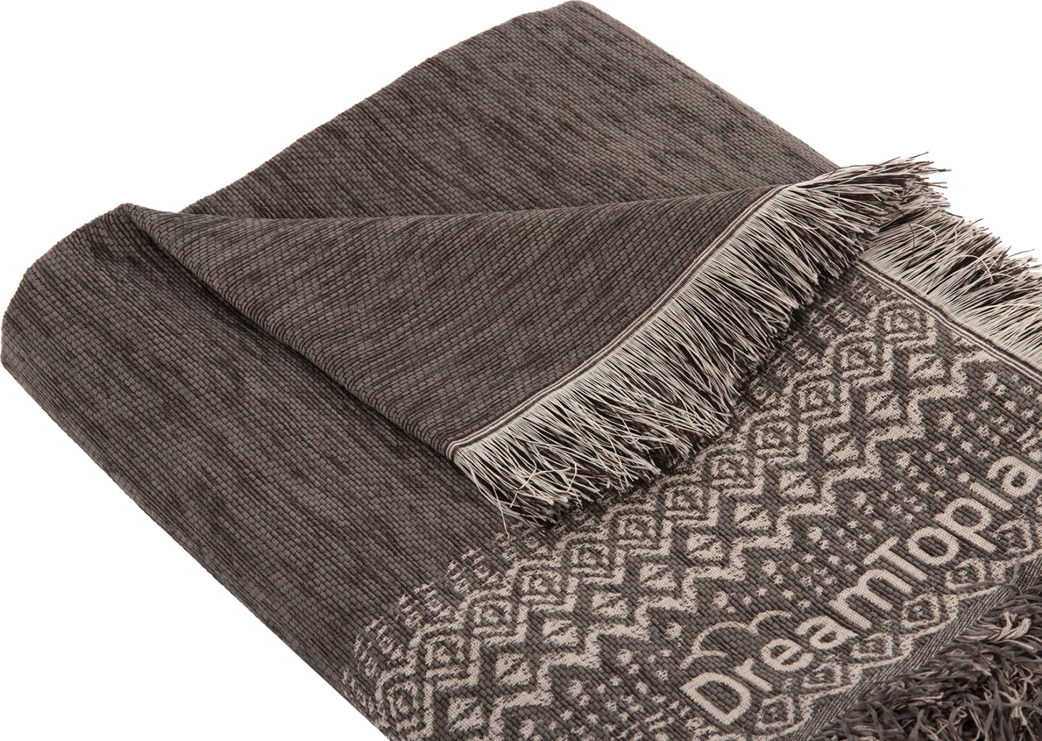 Mbulesë divani me franja DREAMTOPIA FH12164.04 ngjyrë kafe 178x178 cm