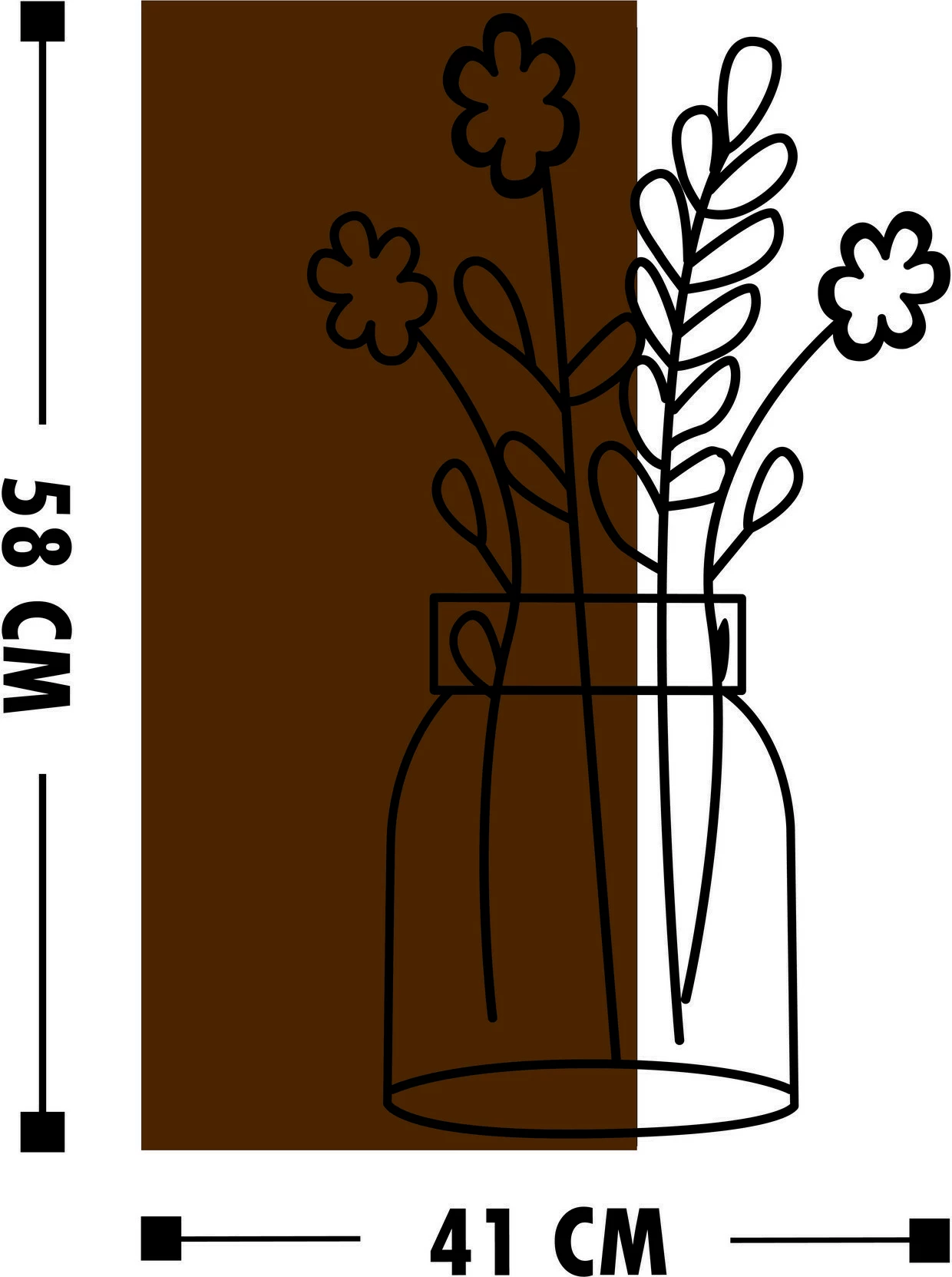 Aksesor dekorativ prej druri për mur, Wallity, Cicek2, ngjyrë arre dhe e zezë, 41x58cm