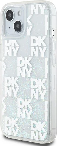 Mbështjellës DKNY Liquid Glitter Multilogo për iPhone 15/14/13, Bardhë