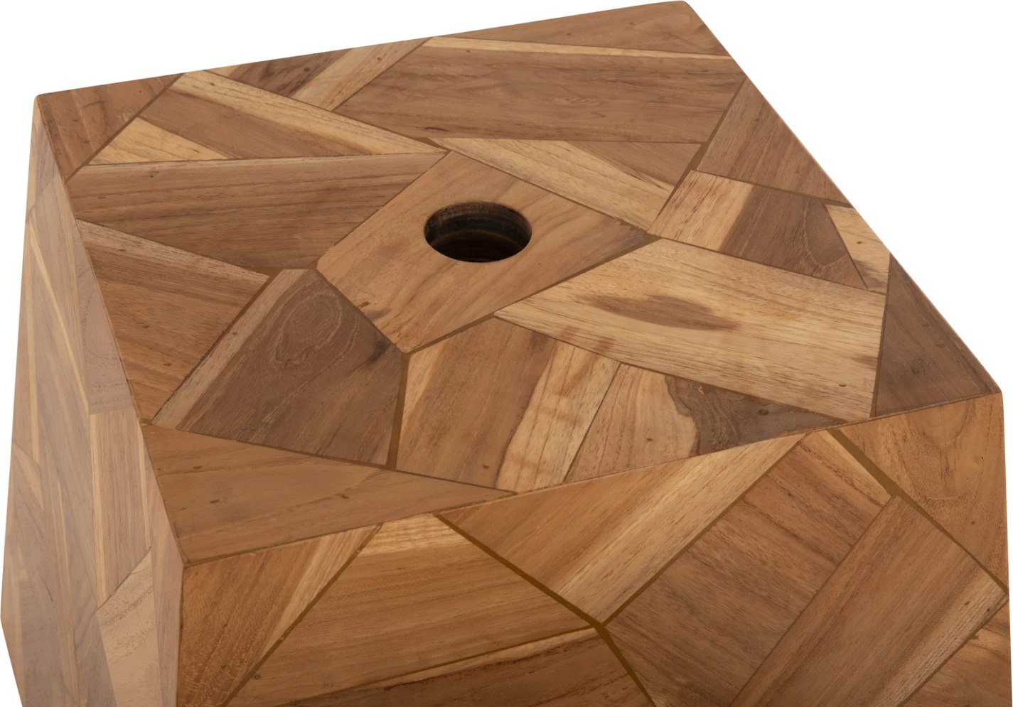 Baza për ombrellë, beton, mbulesë dru tik, vrimë 5cm, 47x47x42cm