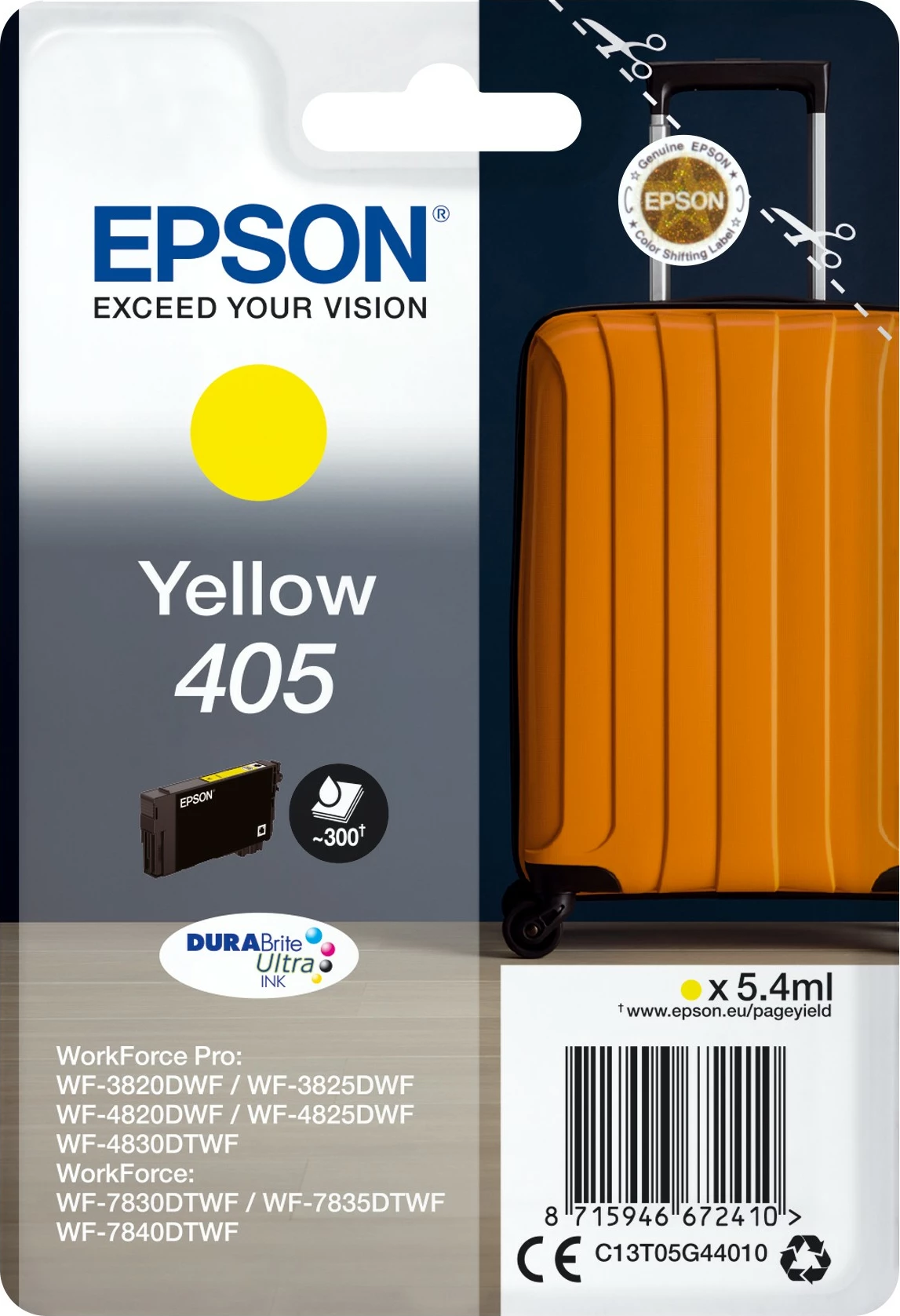 Bojë Epson 405 DURABrite Ultra, Ngjyrë e Verdhë, 5.4 ml