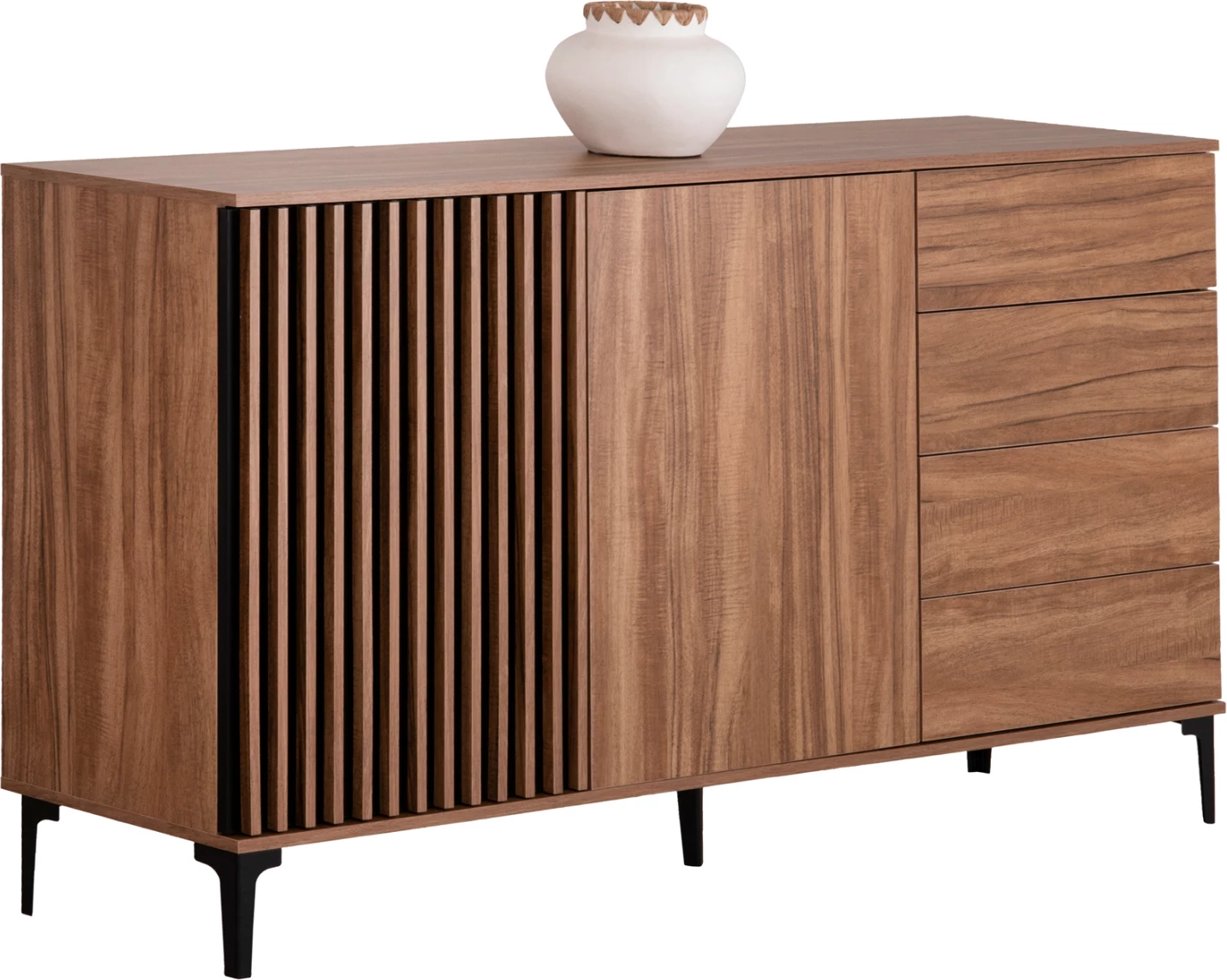 Bufe HARRY FH18006.01 melaminë, ngjyrë druri natyral dhe e zezë, 180x40x92H cm.