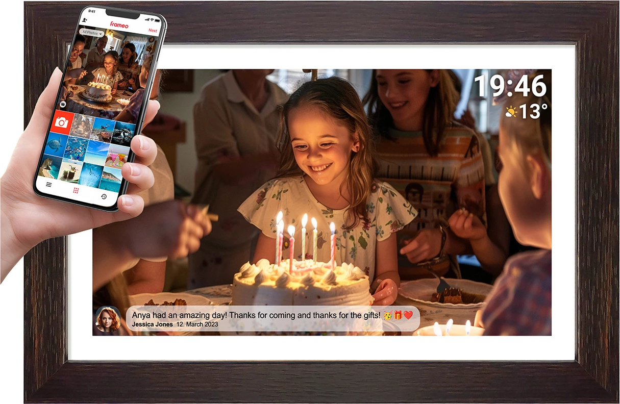 Kornizë digjitale Denver Frameo PFF-1543DW, 15.6", 16 GB, Full HD, Kafe