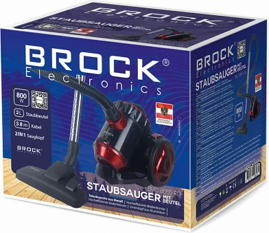 Fshesë me korrent ciklonike Brock BVC 8055 RD 800W 2L, kuqe/zezë
