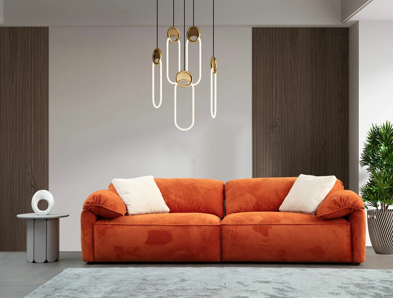Divan treshe Flamingo Lounge, portokalli, Atelier del Sofa