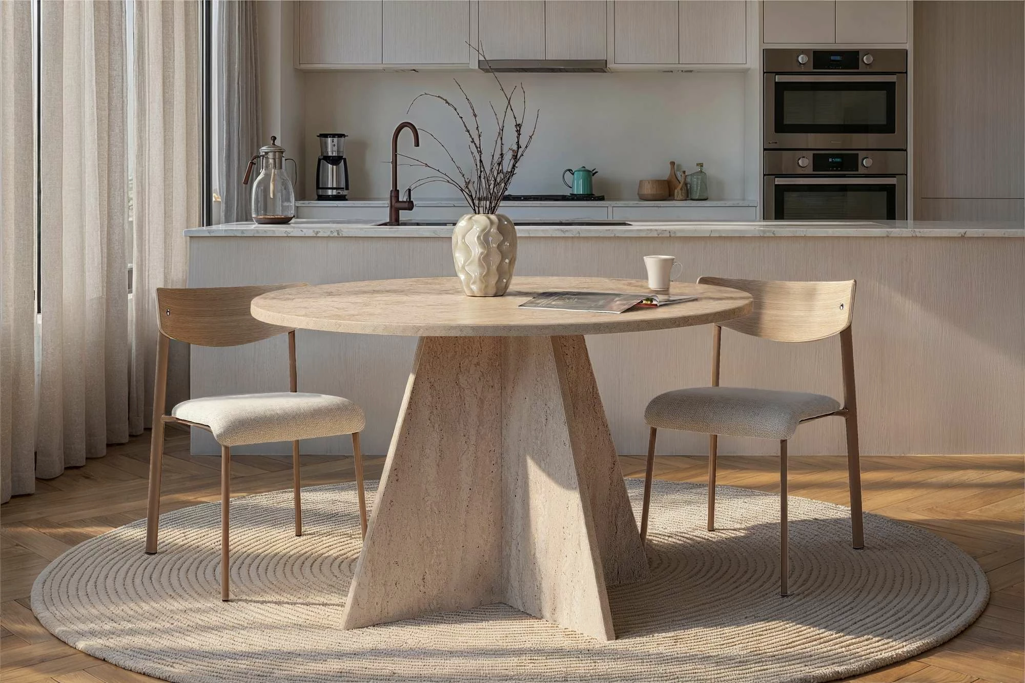 Tavolinë ngrënieje, ngjyrë travertine, Nordure, Virella