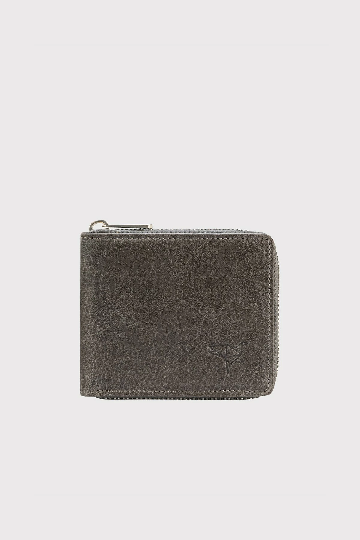 Portofol uniseks, lëkurë natyrale, ngjyrë gri, Zoozie Bags, Carole, 11x2x9 cm