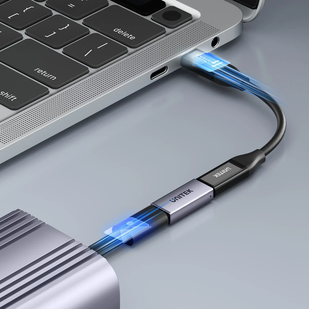 Lidhës Unitek USB-C(F) - USB-C(F) 8K 40Gbps 240W, ngjyrë argjendi
