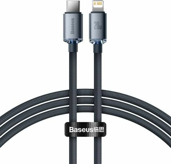 Kabllo USB-C në Lightning Baseus Crystal Shine 1.2 m 2.4A USB 2.0, e zezë, 1 copë
