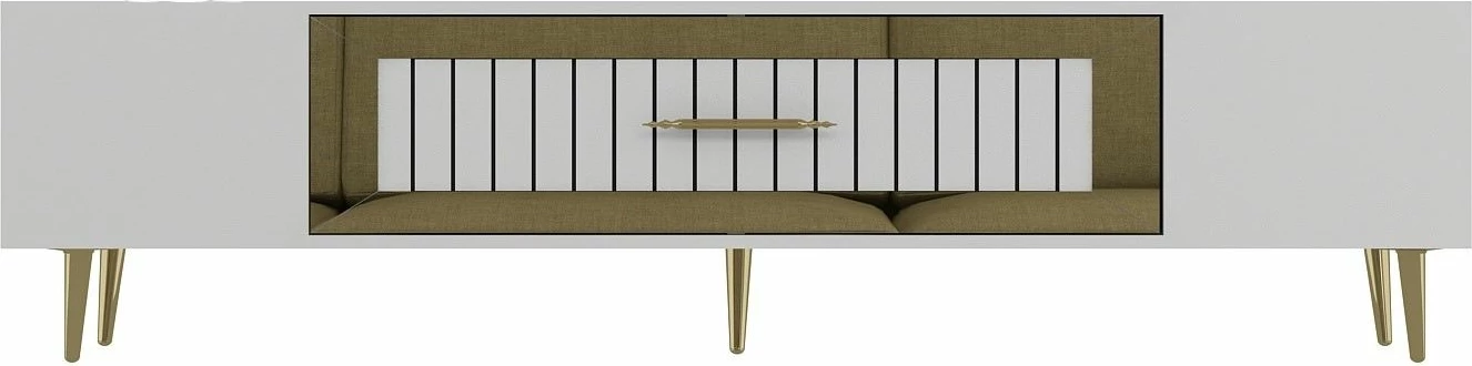 Komodë TV Skye Decor, Dekolp3, e bardhë, ari