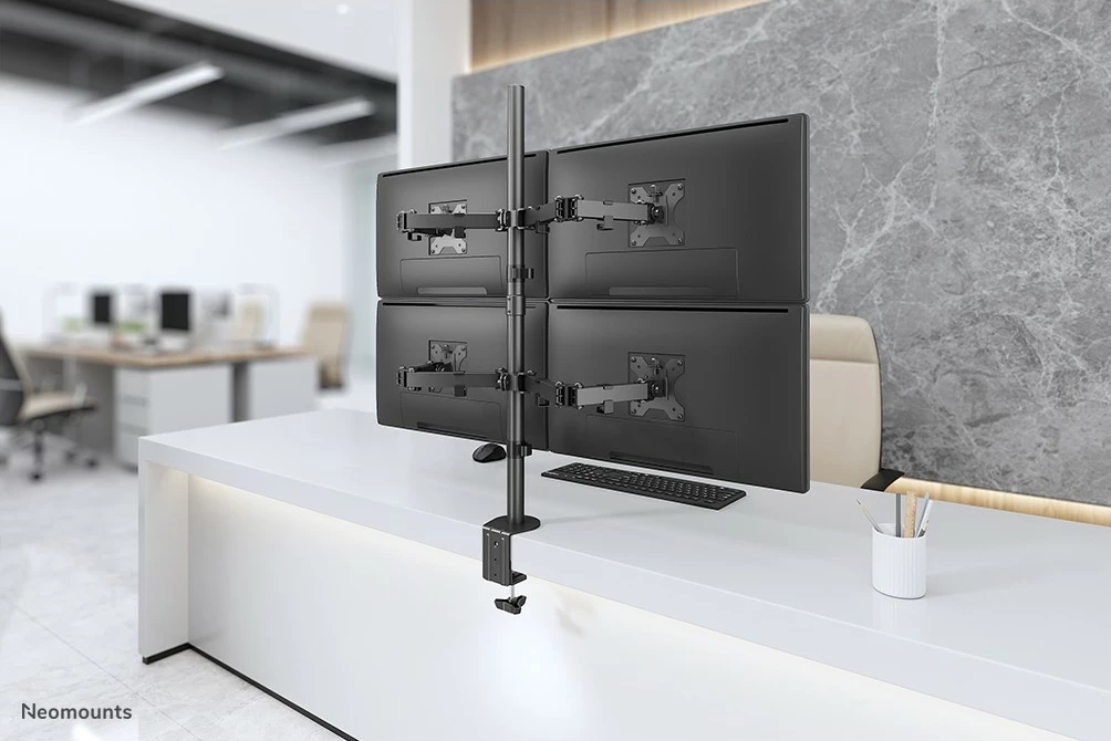 Krah monitori Neomounts FPMA-D550D4BLACK, Clamp/Bolt-through, 6 kg, 33 cm (13"), 81.3 cm (32"), 100 x 100 mm, e zezë