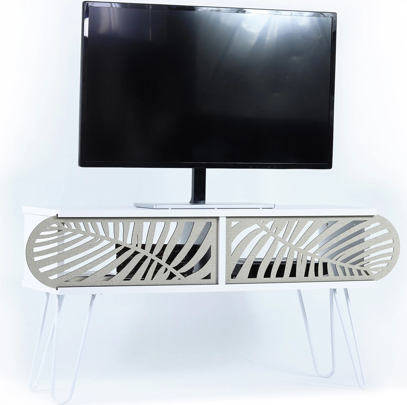 Mobilje TV melamine FH188.02, bardhë, 106x30x48Y cm