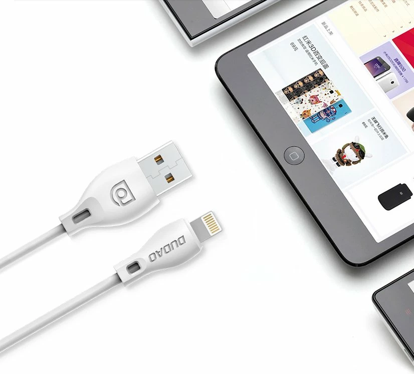Kabllo Dudao L4L, USB në Lightning, 1m, 2.4A, e bardhë