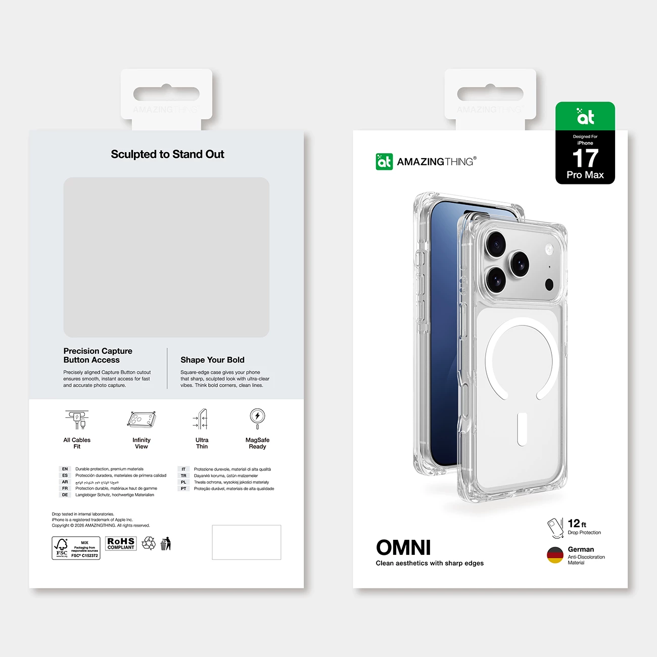 Mbështjellës AmazingThing Omni për iPhone 17 Pro Max, MagSafe, Transparent