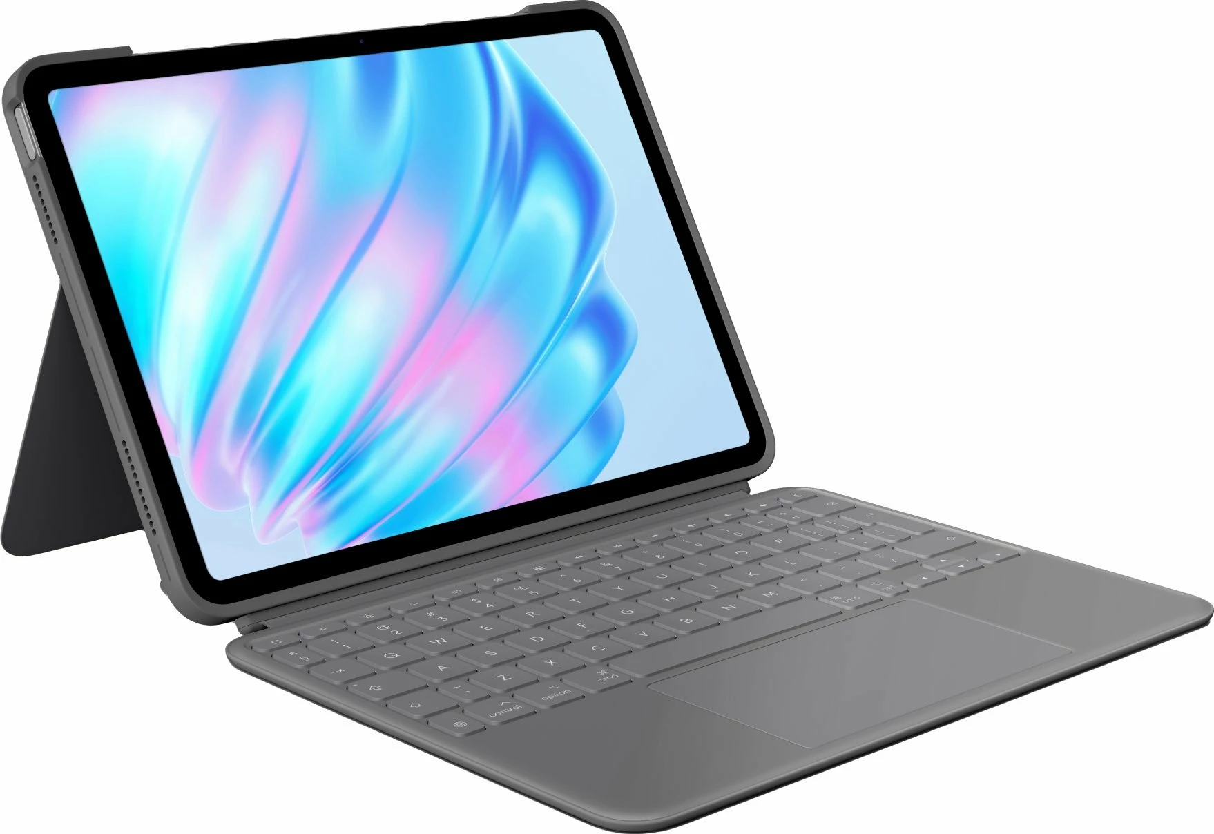 Tastierë me Mbështjellës Logitech Combo Touch 920-012636 për iPad Air 11" (M2/M3) dhe iPad Air Gen 4/5 10.9", QWERTY US International, me trackpad, me ndriçim tastesh, Smart Connector, Gri