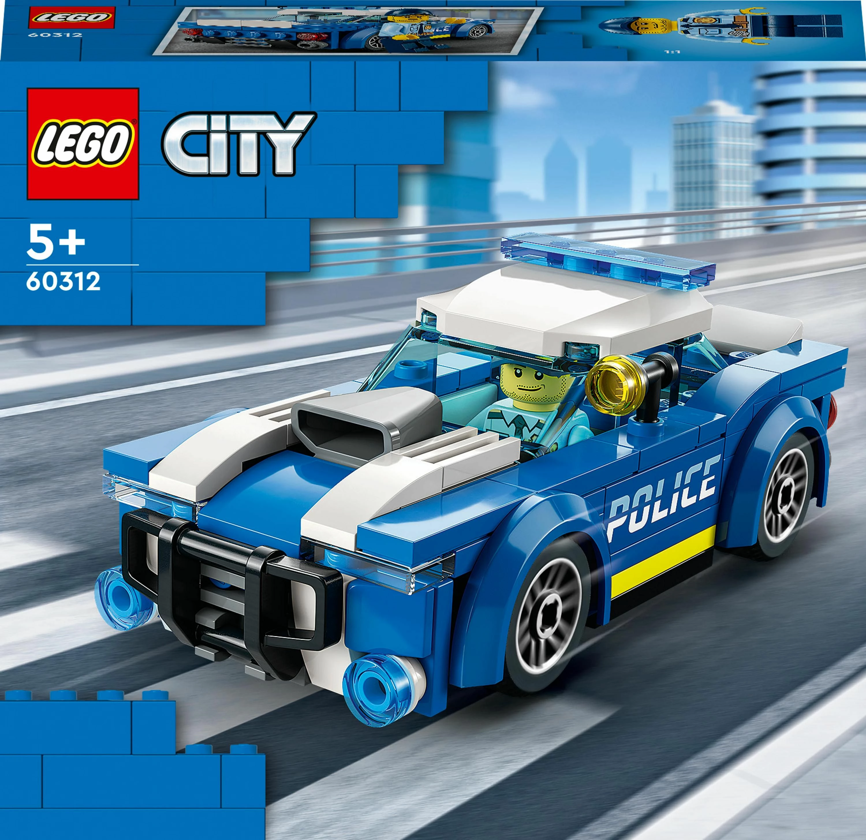 Set LEGO City Police Car 60312, 94 pjesë, 5+, blu/bardhë