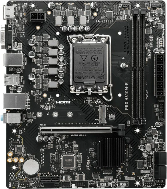 Pllakë amë MSI PRO H610M-E, Intel, LGA 1700, DDR5-SDRAM, 96 GB