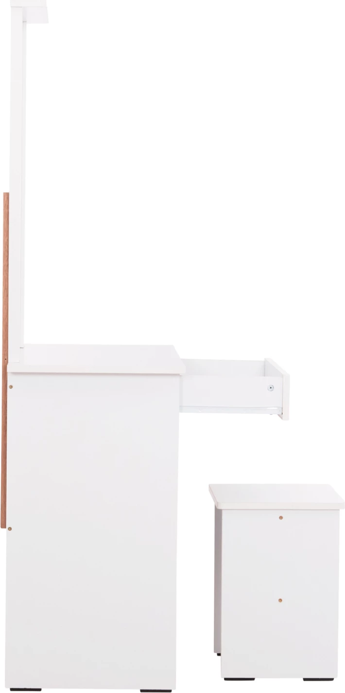 Set tavoline tualeti me pasqyrë dhe karrige CRYSTEL FH9938.01 melaminë e bardhë 74x39x155H cm.