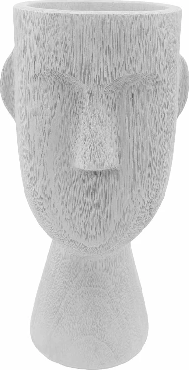 Vazo POLYFACE, polirezine e bardhë, 20.5x6.8x19cm