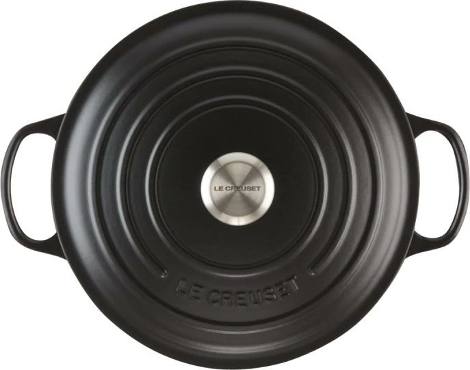 tenxhere gize rrethore me kapak, Le Creuset Signature 24 cm, e zezë
