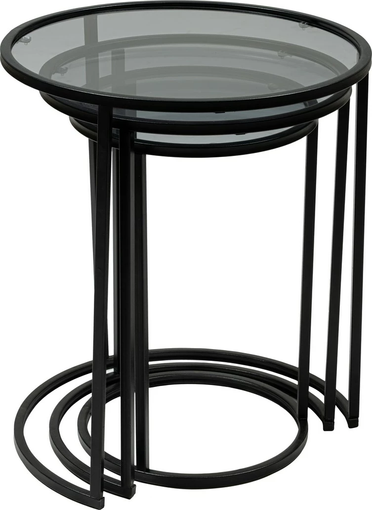 Set tavolinash ndihmëse, 3 copë, ngjyrë e zezë, Alya