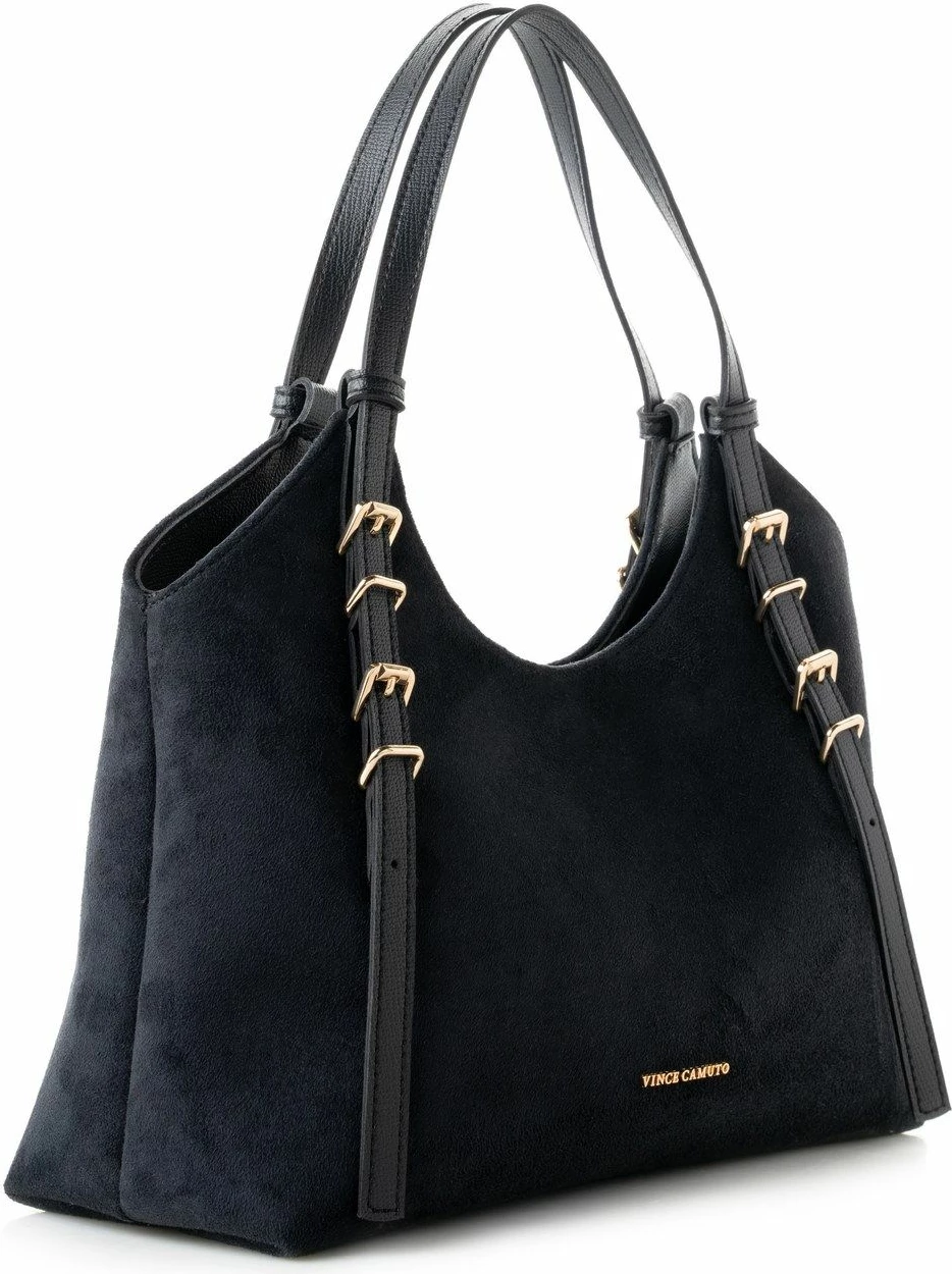 Çantë tote Vince Camuto, Cremona, lëkurë e zezë suede