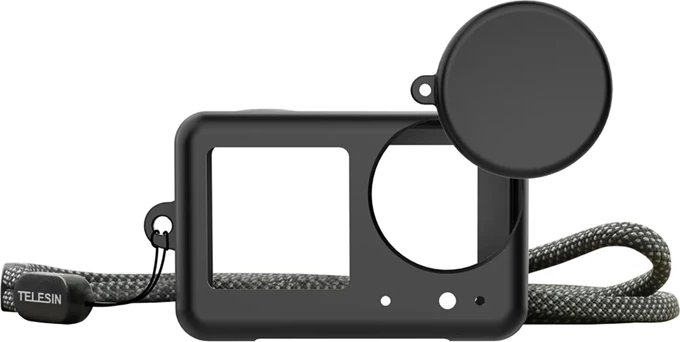 Mbështjellës silikon për kamera aksion, Telesin S6-PTC-011-TDJ, për DJI Osmo Action 5 Pro/4/3, me kapak lente dhe rrip kyçi