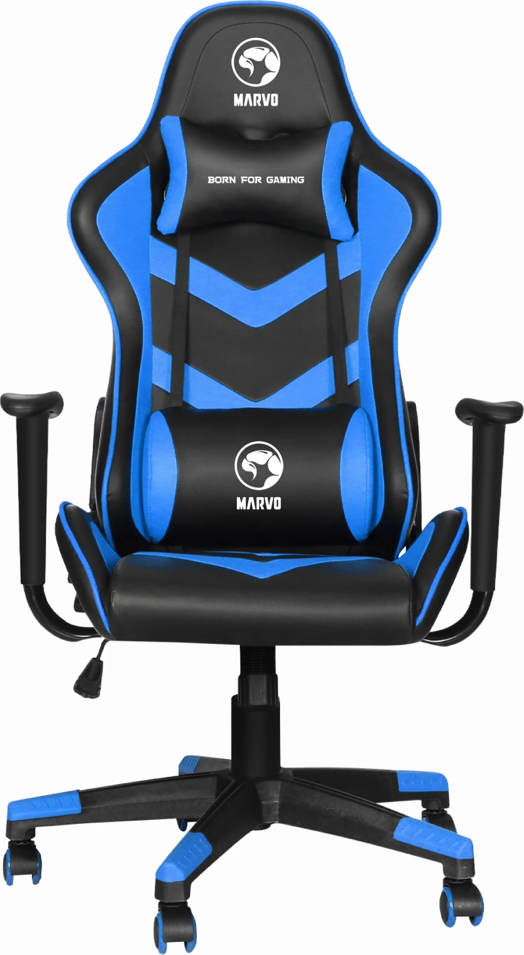 Karrige gaming Marvo CH-106BL, 180° recline, deri 150 kg, lëkurë PVC, e zezë/kaltër