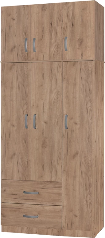 Dollap me tre dyer dhe kabinet Zelia natyral 90x42x240cm