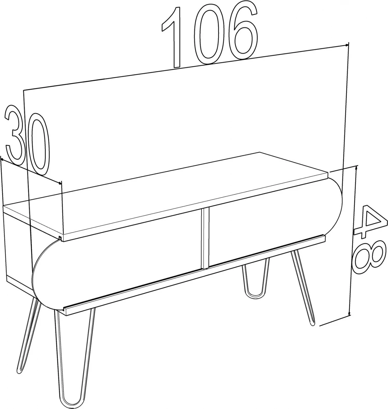 Mobilje TV melamine FH188.02, bardhë, 106x30x48Y cm