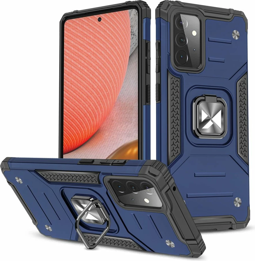 Mbështjellës Wozinsky Ring Armor me këmbëz dhe ring holder për Samsung Galaxy A72 4G, Kaltër
