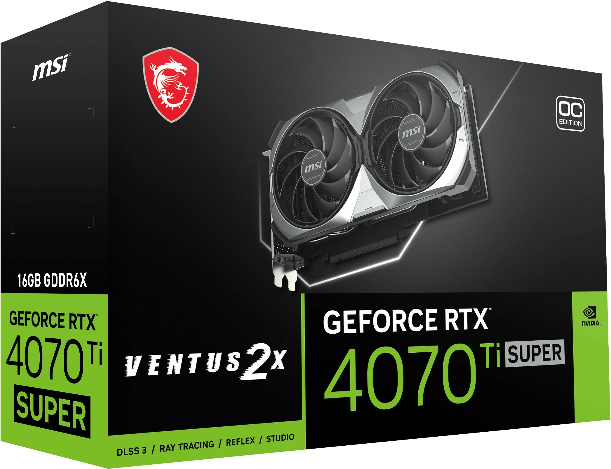 Kartelë grafike MSI VENTUS GeForce RTX 4070 Ti SUPER 16G 2X OC, 16 GB, PCI Express 4.0, e zezë/argjend