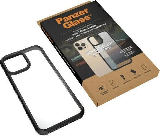 Mbështjellës PanzerGlass ClearCase për iPhone 13 Pro Max, transparent dhe zi