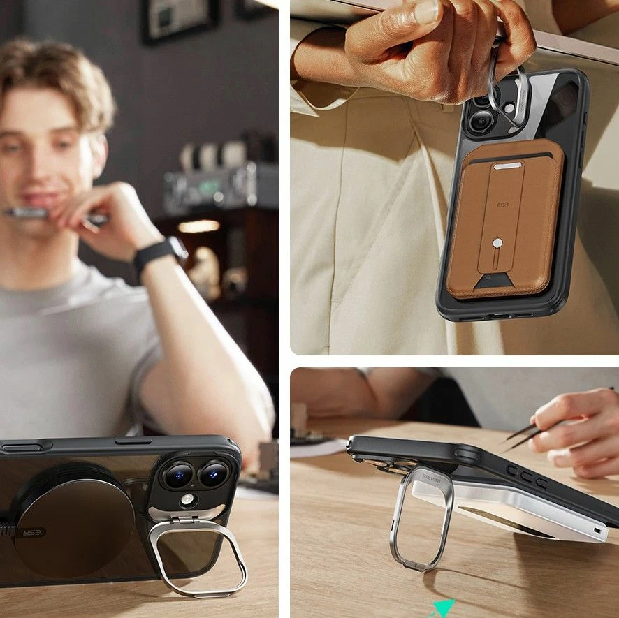 Mbështjellës ESR Classic Hybrid Kickstand HaloLock MagSafe për iPhone 16 Plus, me xham të temperuar, Zi