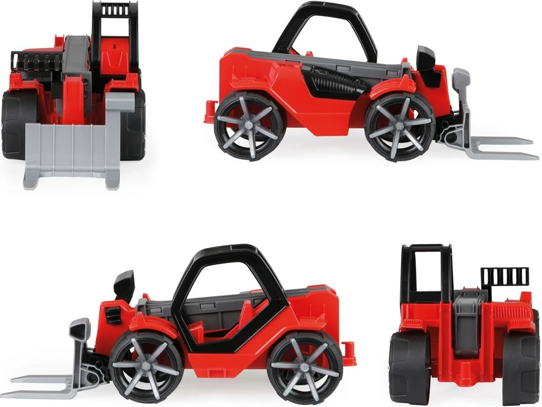 Lodër ngarkues teleskopik Lena Truxx2, plastikë, me figurë, zi/kuqe/argjendtë