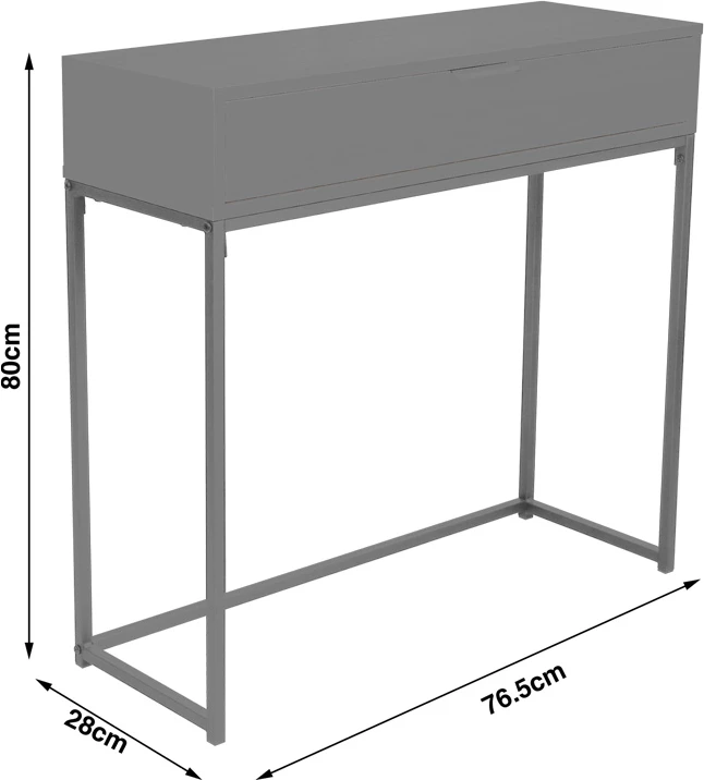 Konsolë Joumpa me sirtar, ngjyrë natyrale, metal i zi, 80x28x76.5cm