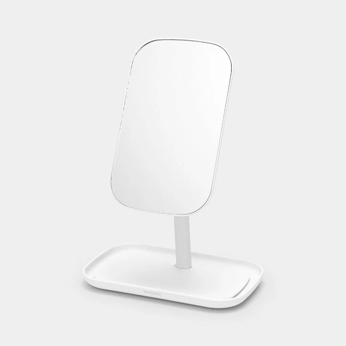 Pasqyrë tavoline Brabantia ReNew me tabaka ruajtjeje, 360° e rregullueshme, Dark White