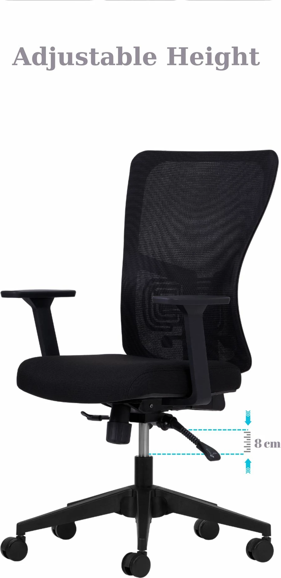 Set karrigesh për zyre (2 copë), Skye Decor, mbështetje për mes, 108 cm, e zezë
