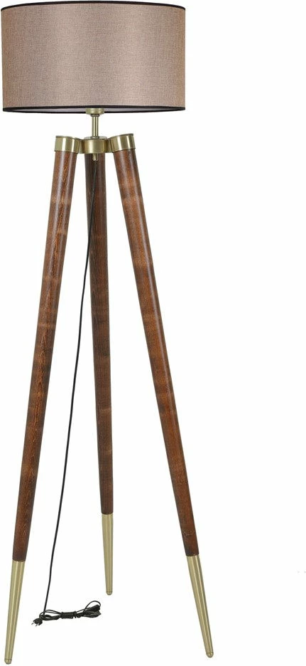 Llambë dyshemeje Opviq, 8578-10, trup druri hornbeam, kapak prej tekstili, ngjyrë bezhë dhe arre, 160cm