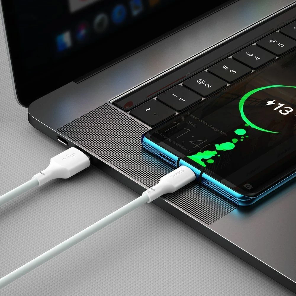 Kabllo USB Baseus Wisdom TZCATZJ-02 USB-A në USB-C, 1.5 m, 5A, USB 2.0, set 2 copë, e bardhë