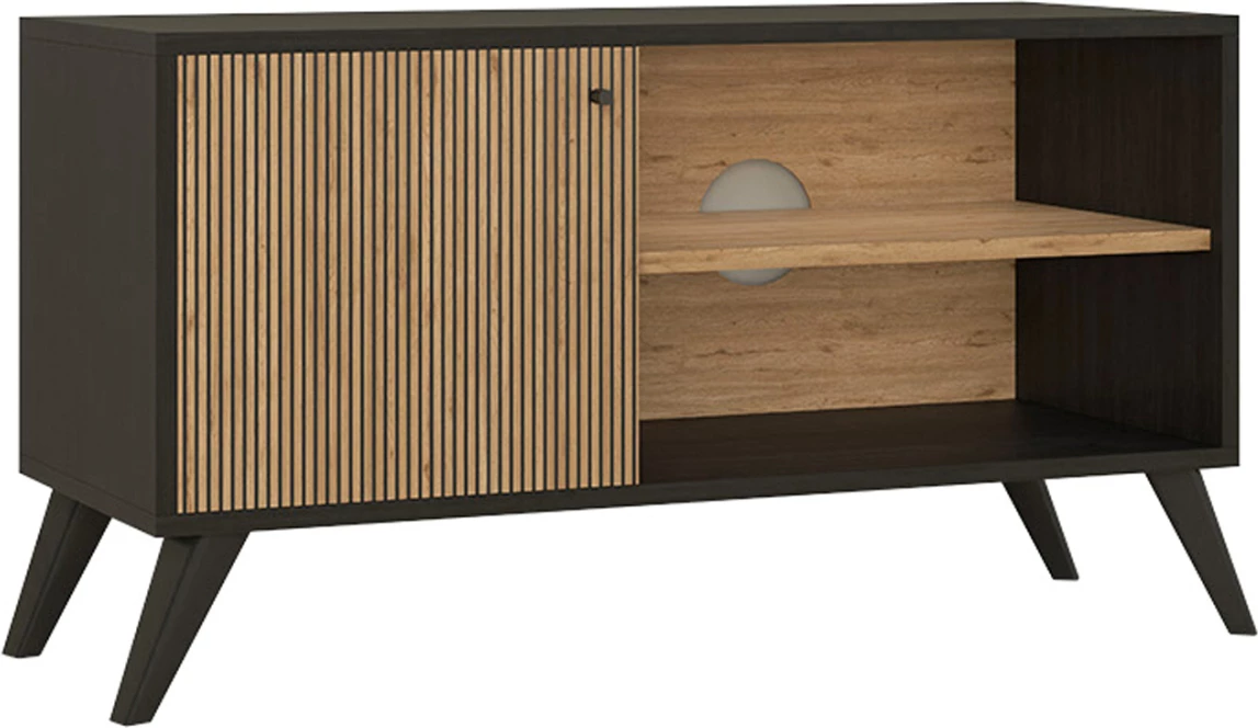 TV komodë KRUDEN FH9443.11 melaminë, ngjyrë e zezë-natyrale, 100x40x51 cm