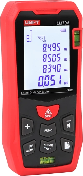 Matës distance lazer, UNI-T, LM70A, 70 m, saktësi deri ±2 mm, ekran 2 inç, me kuti transporti