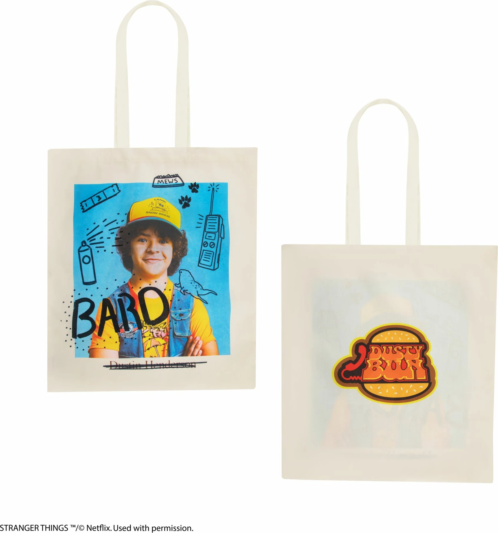 Çantë tote Cinereplicas Stranger Things Dustin 42×38 cm, 100% poliester, krem