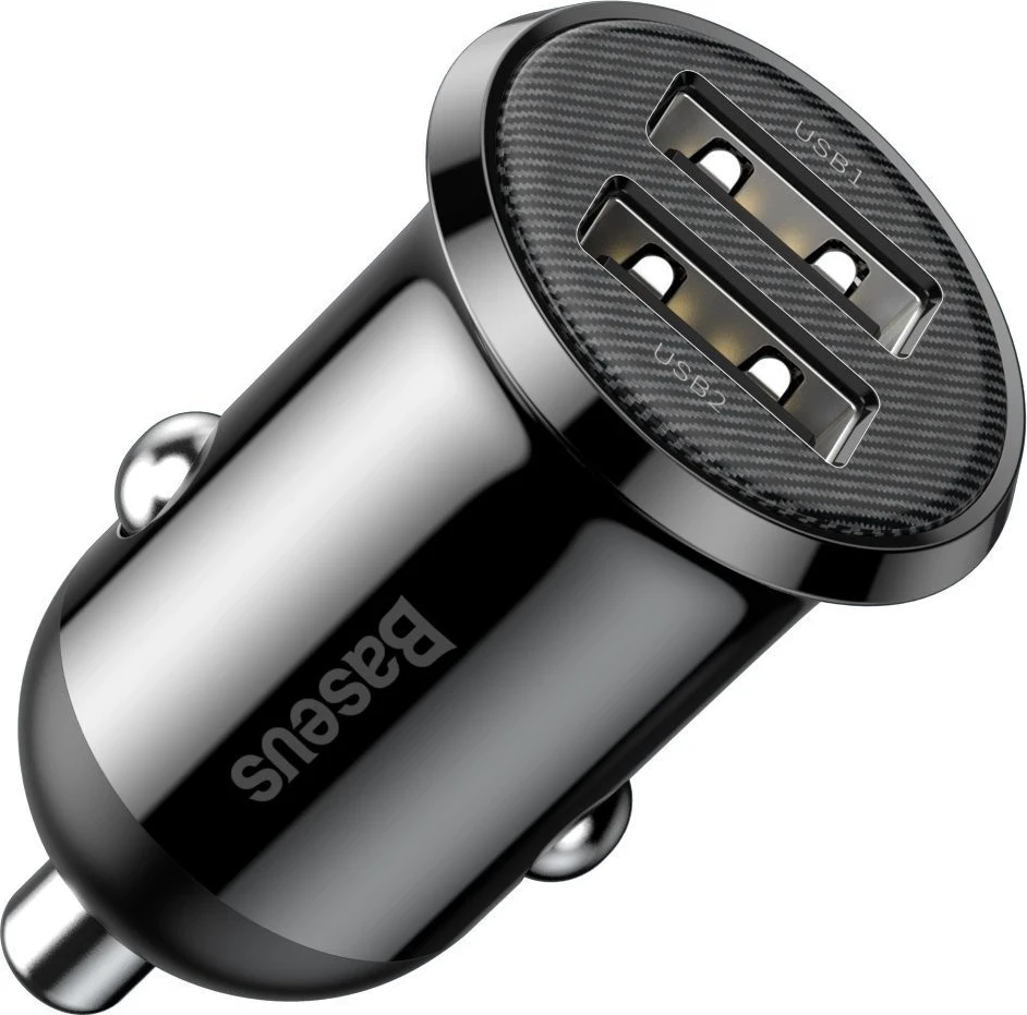 Mbushës për veturë Baseus Grain Pro me 2x USB, ngjyrë e zezë