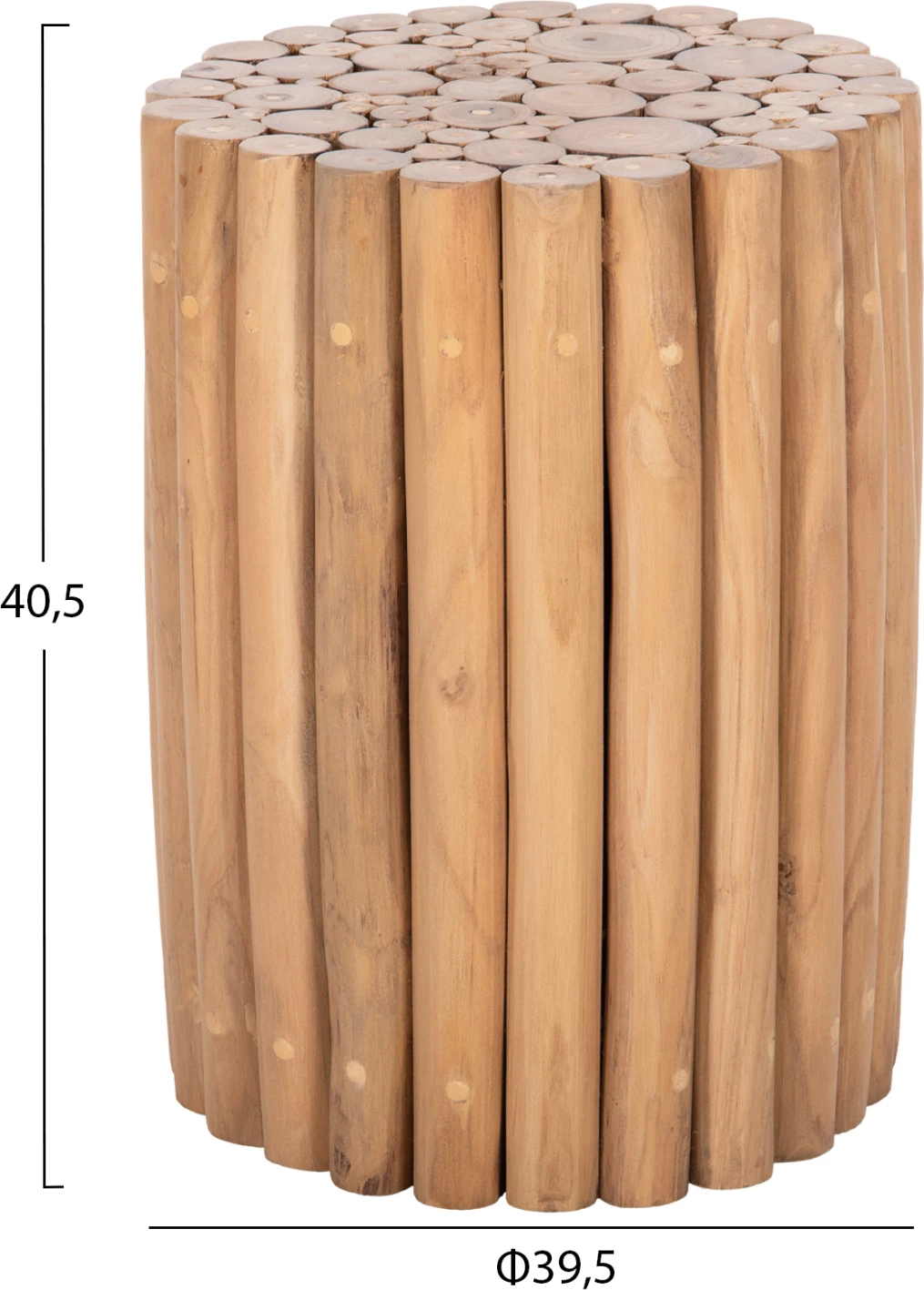 Tavolinë anësore e rrumbullakët COOTER FH9866, degë tik, ngjyrë natyrale, Φ29.5x40.5H cm