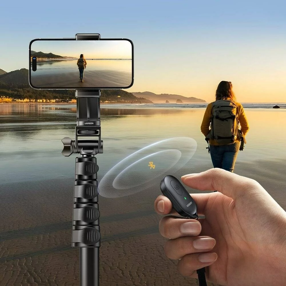 Selfie stick UGREEN LP680 me stativ dhe telekomandë, 1.8m, i zi